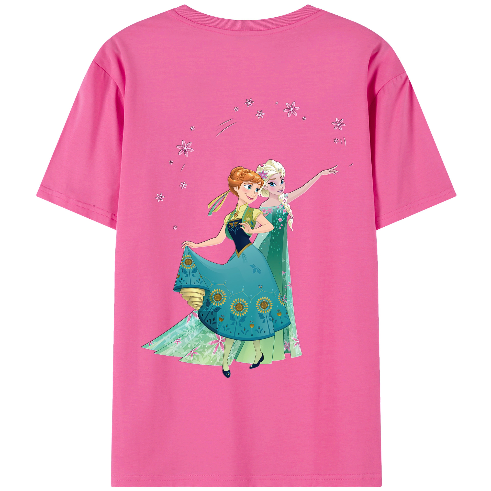 （画像用） アナと雪の女王 アンナ エルサ Frozen Anna Elsa レディース半袖Tシャツ(バックプリント)